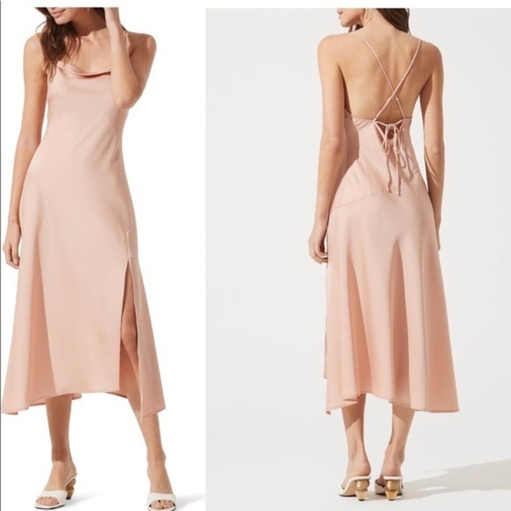 ASTR the label cowl slip dress midi medium blush